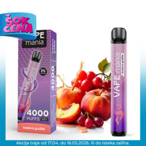 VAPE MANIA 4000 PUFFS Set Breskva & Grožđe 20mg